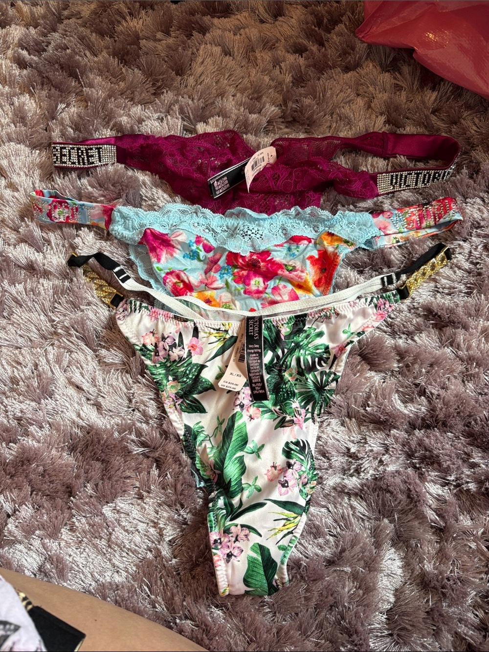 Victoria's Secret Bundle  Lace & Tropical Floral Thong Pack